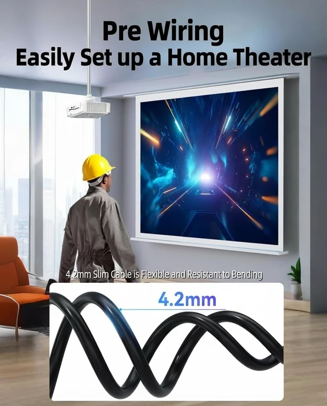 Alt view image 5 of 5 - BOPLYBAY Fiber Optic HDMI Cable, Active Optical Cable (AOC) High Speed HDMI Cord for in-Wall Installation, Home Theater, Projector, TV and Gaming (4K@60Hz, 100, feet)