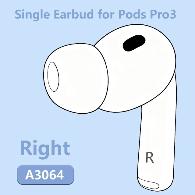 Alt view image 2 of 5 - Siatron OEM Right Single Earbud for Pod Pro 3st Generation, Model A3063 A3064 3065, Genuine Right Earbud Only, Compatible with Original AirPods Pro 3 A3122 Charging Case