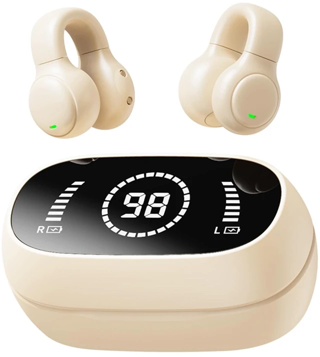 Main image of ROEL-PLAY Open Ear Clip Wireless Earbuds, Bluetooth 5.3 Directional Sound Low Latency Sport Earbuds with LED Digital Display, Lightweight Ear Clip Sports Headphones for Running Driving Workout(