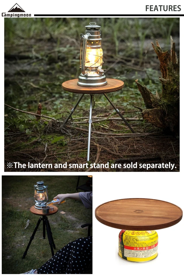 Alt view image 3 of 4 - CAMPINGMOON Round Top Plate Table Small for Camera Tripod Smart Stand 2-Way Walnut Wood Camping Z01-T-Z57