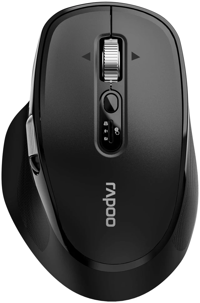 Main image of Rapoo M680 Wireless Mouse - for Small to Medium Hands, Bluetooth 5.0/4.0 + 2.4GHz Tri-Mode Multi-Device Mouse, Free-Spin Scroll, Horizontal Wheel, Silent Clicks, 2-Year Battery, Black