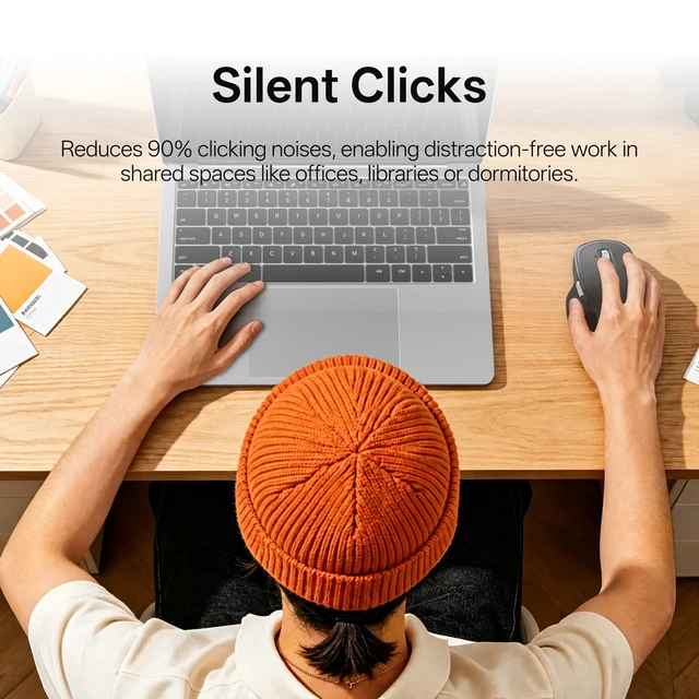 Alt view image 4 of 5 - Rapoo M680 Wireless Mouse - for Small to Medium Hands, Bluetooth 5.0/4.0 + 2.4GHz Tri-Mode Multi-Device Mouse, Free-Spin Scroll, Horizontal Wheel, Silent Clicks, 2-Year Battery, Black