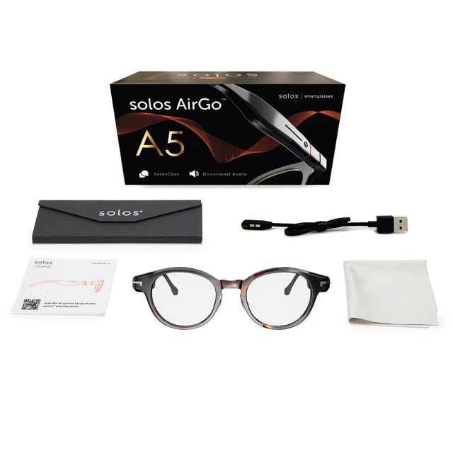 Alt view image 4 of 5 - SOLOS AI Smart Glasses ^^ AirGo A5 5th Gen ^^ Hydro 8 Shiny Havana ^^ Integrated ChatGPT for Travel and Real Time Translation ^^ Stereo Speakers ^^ Blue Light Blocker ^^ Compatible with iOS and Androi