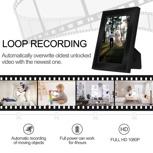 Alt view image 4 of 5 - HSKAH Photo Frame Hidden Camera Mini Spy Video Recorder, Nanny Cam No WiFi