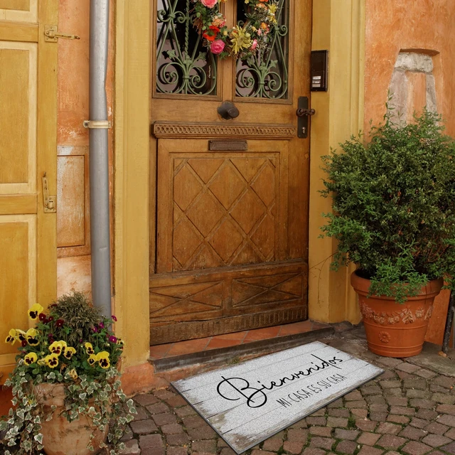 Alt view image 5 of 5 - Nogrit Bienvenidos Mi Casa ES Su Casa Spanish Rustic Waterproof Door Mat Outdoor Entrance 17x30 Inch Non-Slip Doormat for Home Front Door Porch Outdoor Indoor Decorations,Housewarming Gifts