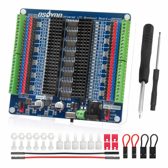 Main image of OSOYOO Universal IO Breakout Board GPIO Expansion & Debugging Platform for Arduino Nano, ESP32, ESP8266 NodeMCU, Raspberry Pi Pico 48-Pin Socket Supports 0.61.2 inch MCU Width