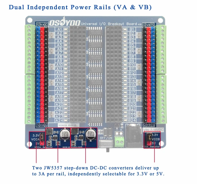 Alt view image 5 of 5 - OSOYOO Universal IO Breakout Board GPIO Expansion & Debugging Platform for Arduino Nano, ESP32, ESP8266 NodeMCU, Raspberry Pi Pico 48-Pin Socket Supports 0.61.2 inch MCU Width