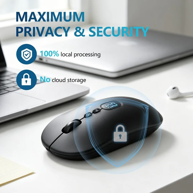 Alt view image 5 of 5 - GAMINJA Ai Mouse with Voice Typing & ChatGPT Smart Mouse (W30White)