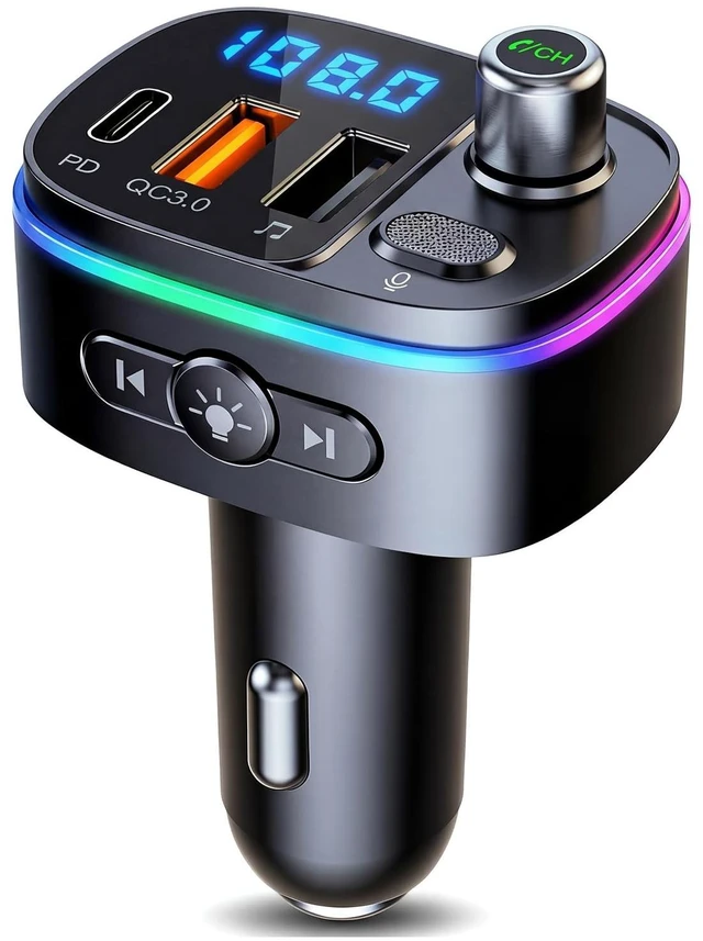 Main image of TISONNY Bluetooth FM Transmitter for Car, with Dual Fast Charging (QC3.0 & PD 20W), Qualcomm 5.0 Chip, Hands-Free Calling, Support USB/TF Card Playback, Plug and Play for All Cars