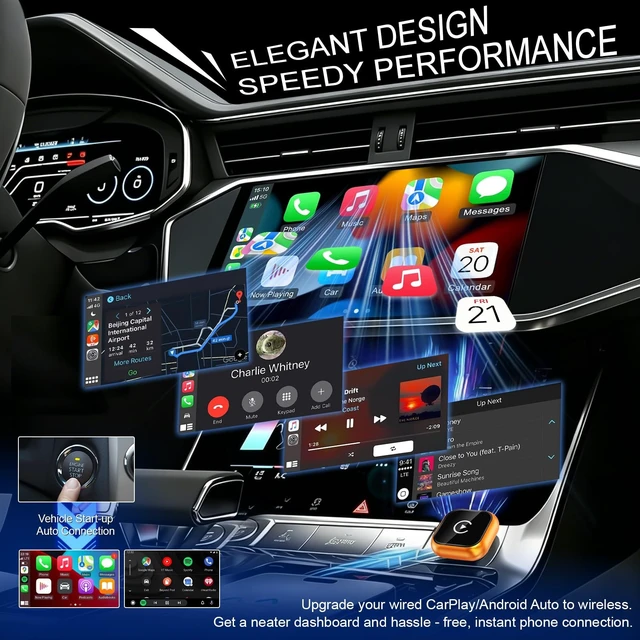 Alt view image 2 of 5 - Wireless CarPlay Adapter & Android Auto Adapter, 2 in 1 Wired to Wireless CarPlay Dongle for iPhone & Android, Mini Plug & Play, Stable & No Latency, for iOS 10+ Android 11+ 2016+ Cars (