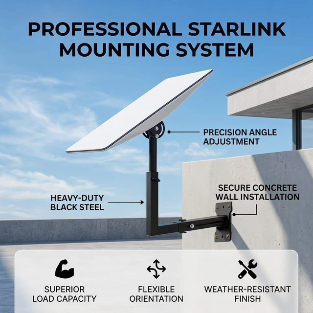 Alt view image 5 of 5 - Starlink Mount for Gen 3/V3, Standard Dish 4/4X Wall Mount for Starlink