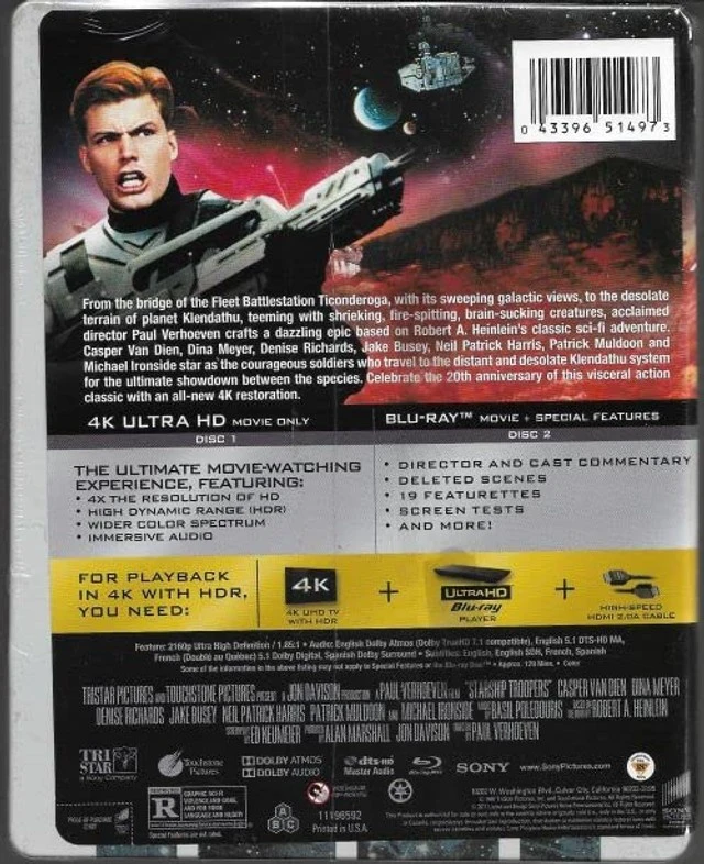 Alt view image 2 of 2 - Starship Troopers 4K UHD Blu-ray Disc Exclusive Steelbook