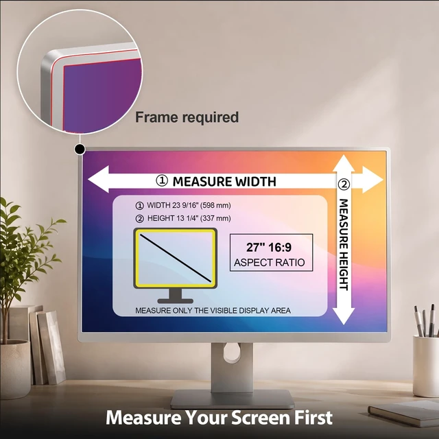 Alt view image 5 of 5 - PXHADSMIER 27 Inch Privacy Screen for Computer Monitor 16:9 Aspect Ratio