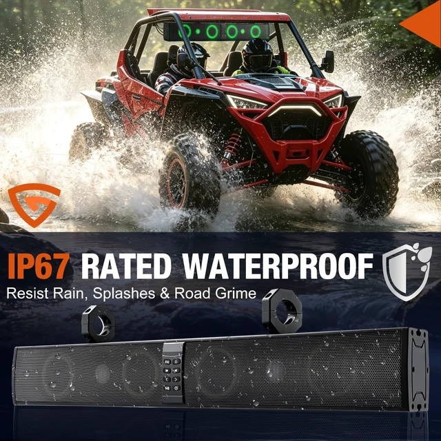 Alt view image 5 of 5 - 34" UTV Sound Bar 8 Speaker 600W Bluetooth for ATV Polaris Golf Gart Marine