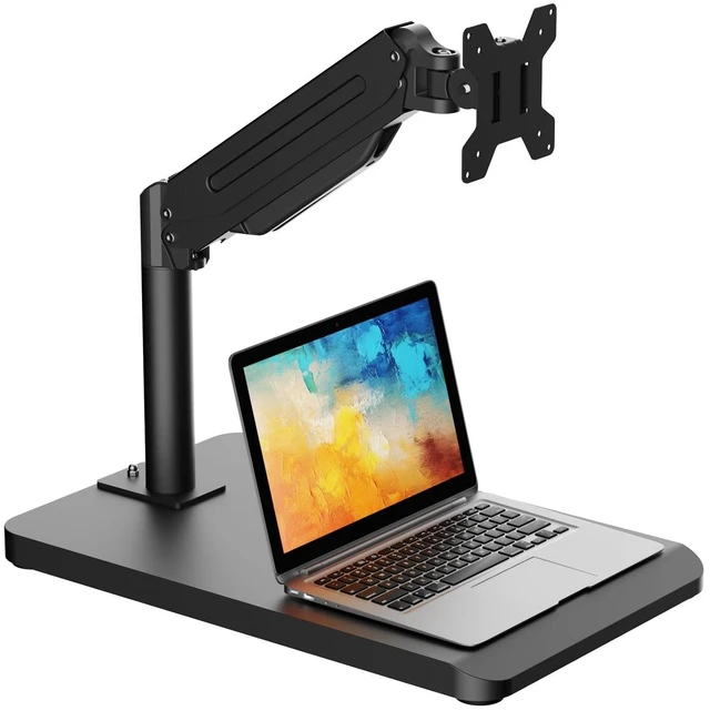 Main image of Suptek Single Monitor Mount with Base for 17-32 Inch Screens, Freestanding Height Adjustable Monitor Desk Stand, Full Motion Monitor Arm Holds up to 22 lbs, VESA 75x75/100x100, Black