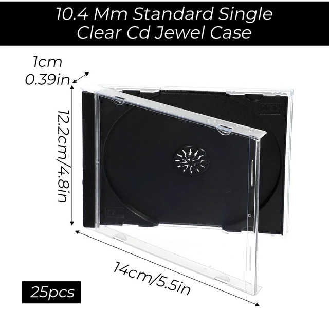 Alt view image 2 of 5 - 25 Pieces CD Jewel Case, 10.4 mm Clear Standard Single CD DVD Storage Cases with Assembled Black Tray, Thickened Plastic Discs Protective Covers Replacement