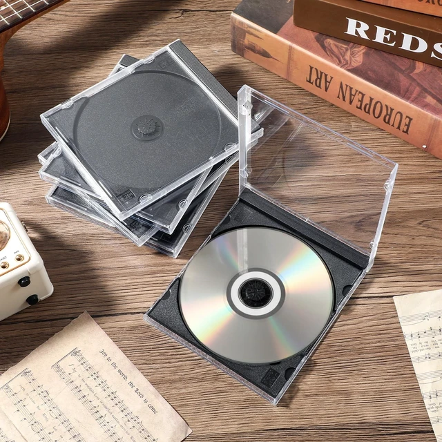 Alt view image 4 of 5 - 25 Pieces CD Jewel Case, 10.4 mm Clear Standard Single CD DVD Storage Cases with Assembled Black Tray, Thickened Plastic Discs Protective Covers Replacement