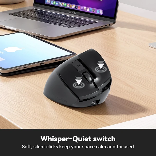 Alt view image 2 of 5 - MEETION Ergonomic Wireless Mouse, 5 Side Buttons, Dual-Mode, Black
