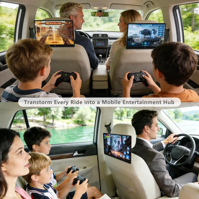 Alt view image 3 of 5 - 14 inch 4K Android Car TV Headrest Monitor for Cars Back seat Rear Entertainment System, Support Wireless Phone Link Touch Screen,with WiFi/Bluetooth/HDMI/USB/Video Player 4G+64G 8core (2PCs)
