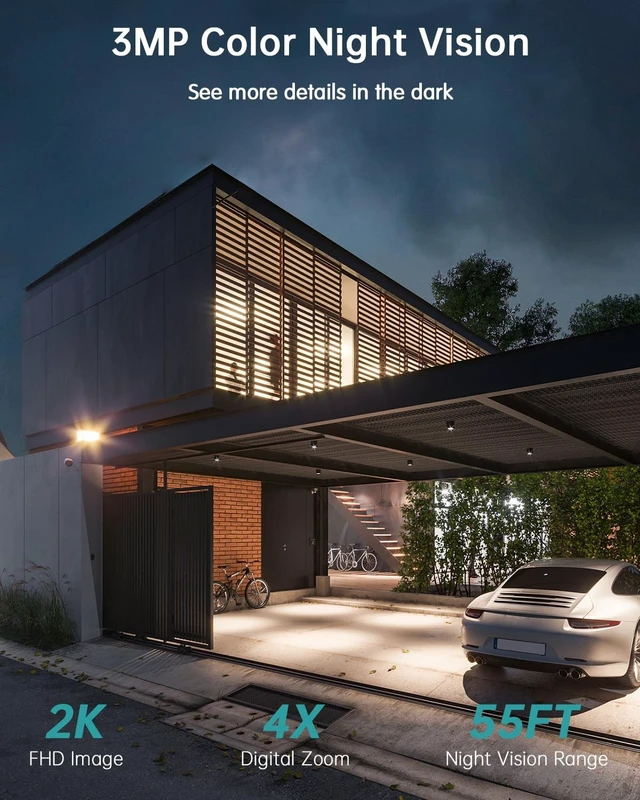 Alt view image 3 of 5 - ZUMIMALL 2K Solar Security Cameras Wireless Outdoor 2-Pack, Solar Powered Cameras for Home Security with 360 View, Color Night Vision, 2-Way Talk, AI Alert, Siren, CloudEdge App, Black