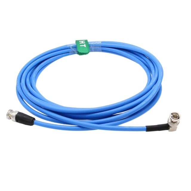 Alt view image 2 of 4 - HangTon 12G 4K 60P SDI BNC 75 Coaxial Video Cable Canare LV-61S for Blackmagic Decimator Komodo Alexa Atomos Broadcast Camera Monitor (10m, Blue) Right Angle to Straight