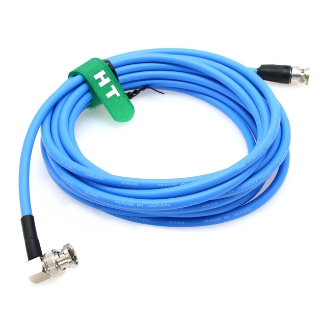 Alt view image 3 of 4 - HangTon 12G 4K 60P SDI BNC 75 Coaxial Video Cable Canare LV-61S for Blackmagic Decimator Komodo Alexa Atomos Broadcast Camera Monitor (10m, Blue) Right Angle to Straight