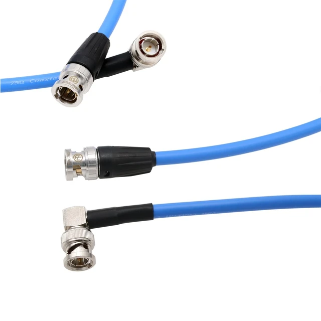 Alt view image 4 of 4 - HangTon 12G 4K 60P SDI BNC 75 Coaxial Video Cable Canare LV-61S for Blackmagic Decimator Komodo Alexa Atomos Broadcast Camera Monitor (10m, Blue) Right Angle to Straight
