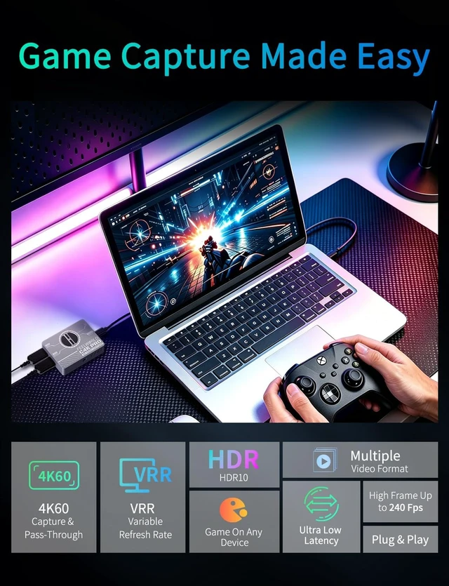 Alt view image 2 of 5 - FEELWORLD C4K PRO 4K Capture Card for Gaming Streaming, Up to 4K60 Capture