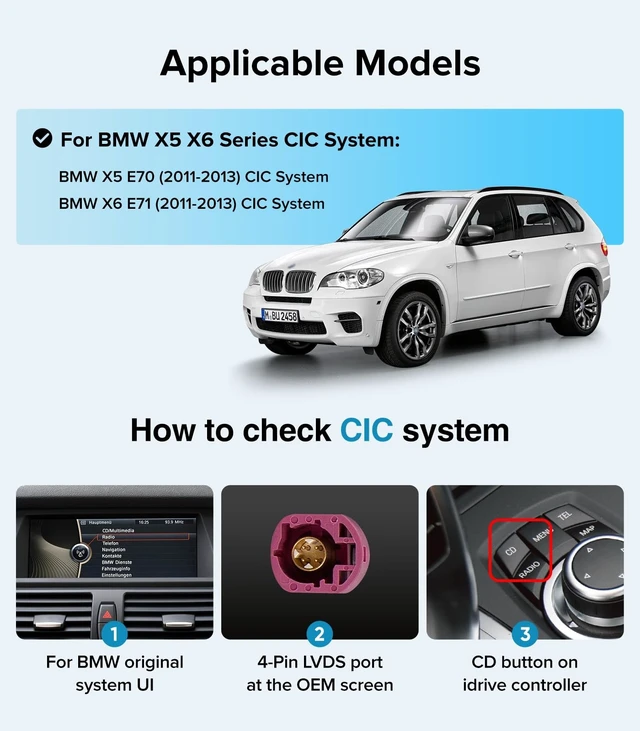 Alt view image 2 of 5 - AINAVITO 10.25" Linux CarPlay Radio for BMW X5 E70/ X6 E71 (2011-2013)
