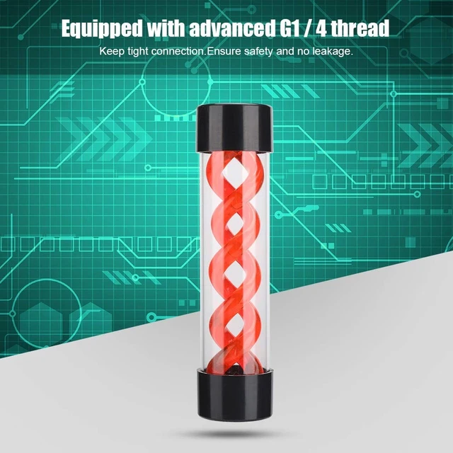 Alt view image 3 of 5 - Water Cooling, 200mm Acrylic Transparent DIY Computer Water Cooling with G1/4 Thread, for PC Desktop Computer Cooler Accessory (Red)