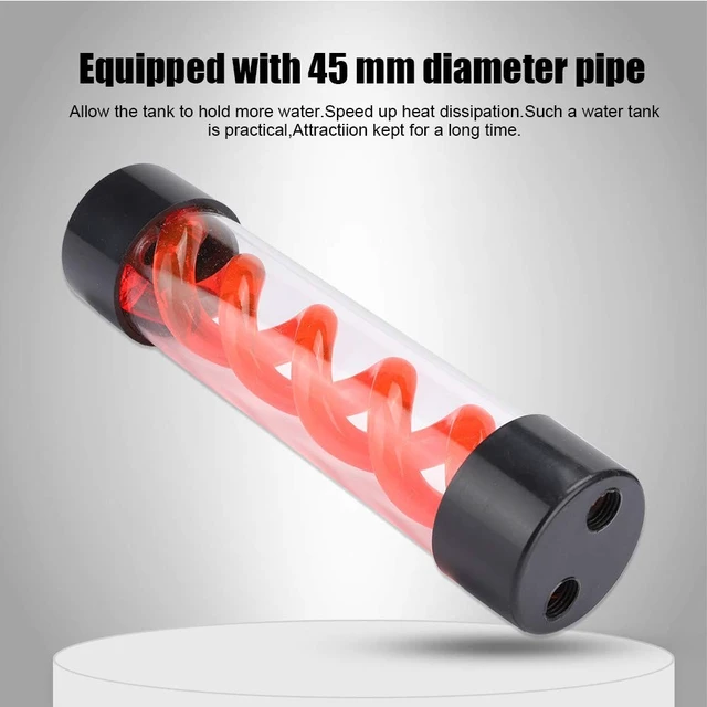 Alt view image 5 of 5 - Water Cooling, 200mm Acrylic Transparent DIY Computer Water Cooling with G1/4 Thread, for PC Desktop Computer Cooler Accessory (Red)