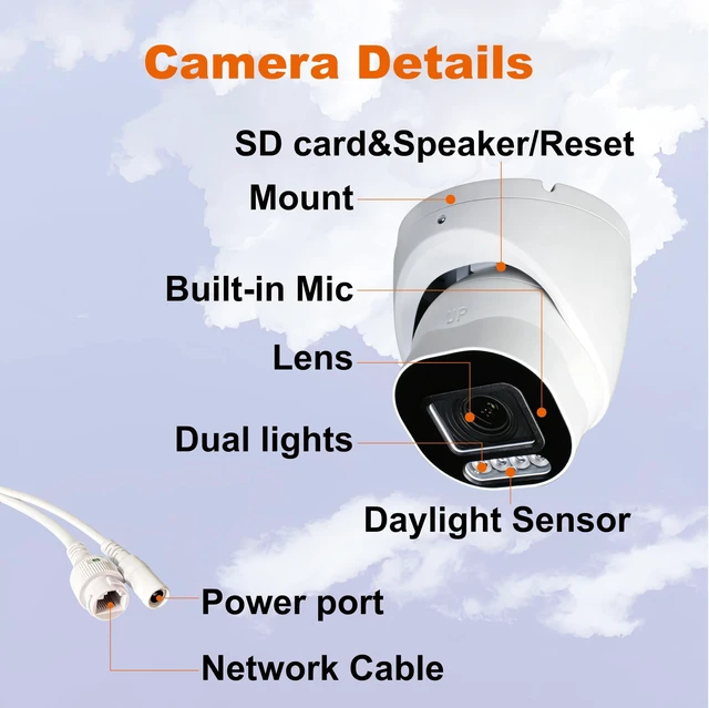 Alt view image 3 of 5 - SINIS 4K PoE Security IP Camera, 8MP 5X Optical Zoom Turret Camera Outdoor