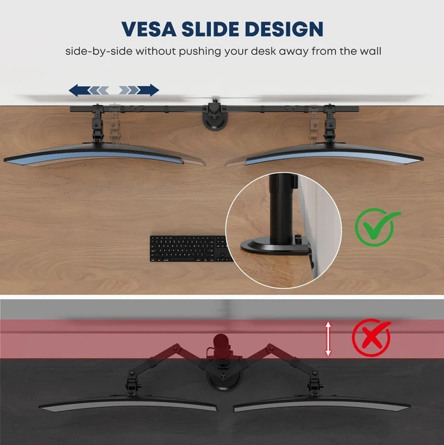Alt view image 3 of 5 - STANDOPIA Dual Ultrawide Monitor Mount for 17-40'', up to 19.8lbs/arm