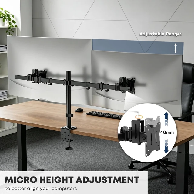 Alt view image 5 of 5 - STANDOPIA Dual Ultrawide Monitor Mount for 17-40'', up to 19.8lbs/arm
