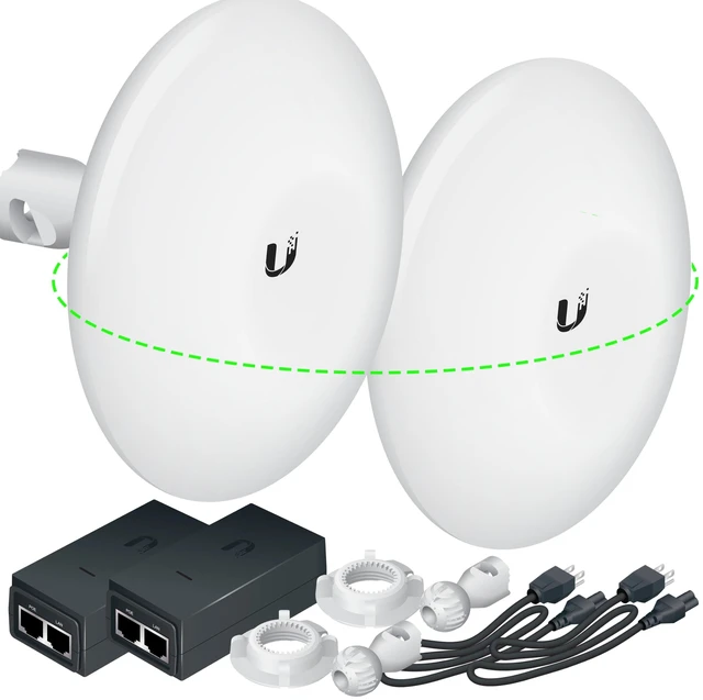 Main image of Wireless Bridge Ubiquiti NBE-M5-16 PRE-CONFIGURED, Bundle of 2 Ubiquiti NanoBeam M5, Point to Point Outdoor WiFi Bridge, Plugh and Play, 5GHz, 150+Mbps, 15+km Link Range, Network Bridge