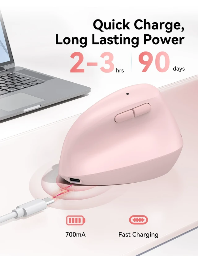 Alt view image 5 of 5 - TECKNET Ergonomic Mouse, BT5.3/2.4G, Silent Wireless Vertical, Rechargeable