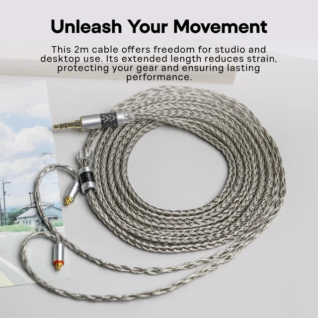 Alt view image 3 of 5 - Tripowin Zonie 2M 16-Core SPC IEM Replacement Cable with 3.5mm Jack