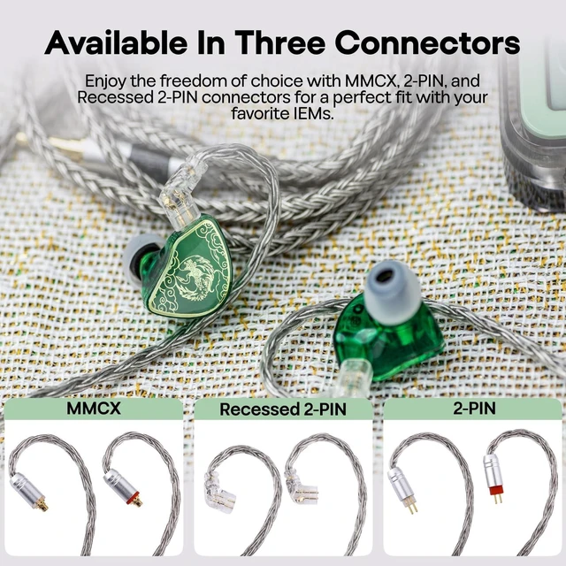 Alt view image 4 of 5 - Tripowin Zonie 2M 16-Core SPC IEM Replacement Cable with 3.5mm Jack