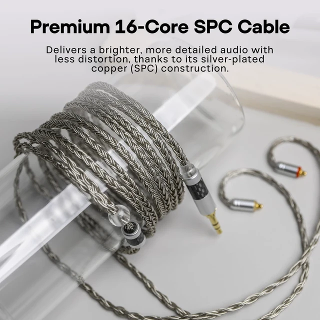 Alt view image 5 of 5 - Tripowin Zonie 2M 16-Core SPC IEM Replacement Cable with 3.5mm Jack
