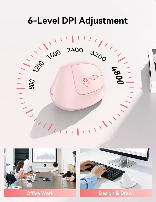 Alt view image 4 of 5 - TECKNET Ergonomic Mouse, BT5.3/2.4G, Silent Wireless Vertical, Rechargeable