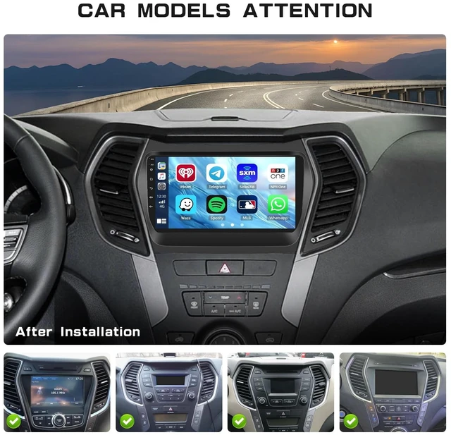Alt view image 2 of 5 - 4G+128G Android 15 Car Stereo for Hyundai Santa Fe IX45 2013-2017 Wireless CarPlay Android Auto,9'' Incell Touch Screen Radio Bluetooth GPS Navigatio 32-EQ FM/RDS WiFi SWC AHD Backup Camera