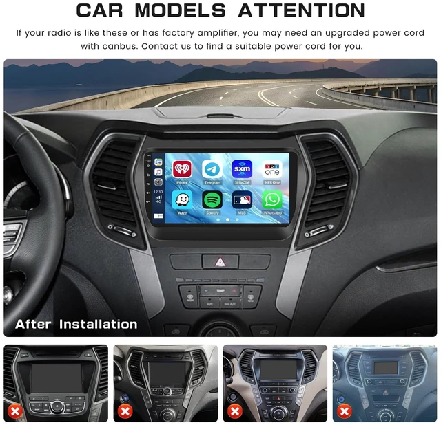 Alt view image 3 of 5 - 4G+128G Android 15 Car Stereo for Hyundai Santa Fe IX45 2013-2017 Wireless CarPlay Android Auto,9'' Incell Touch Screen Radio Bluetooth GPS Navigatio 32-EQ FM/RDS WiFi SWC AHD Backup Camera