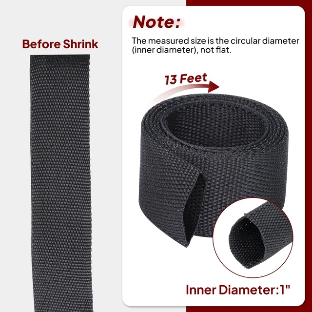 Alt view image 2 of 5 - BuyUneed Heat Shrink Braided Sleeving 2:1 Ratio Fabric Tubing 1"-13ft