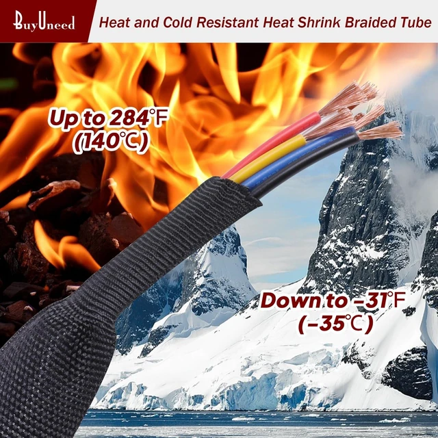 Alt view image 5 of 5 - BuyUneed Heat Shrink Braided Sleeving 2:1 Ratio Fabric Tubing 1"-13ft