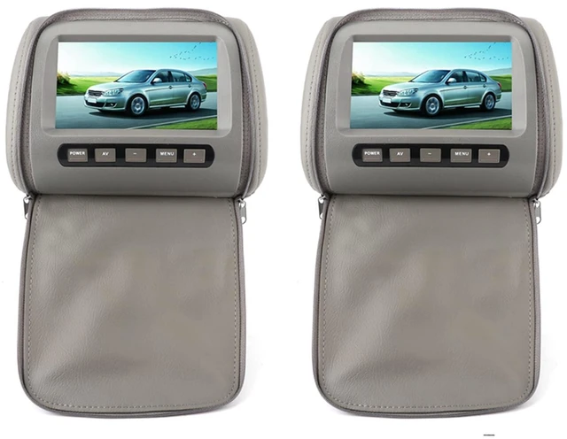 Main image of aqxreight 2PCS 7 INCH HD CAR HEADREST LCD Display with Zipper Closure Cover Remote Control CAR HEADREST Display Gray Universal FIT for SUVS SEDANS and Trucks