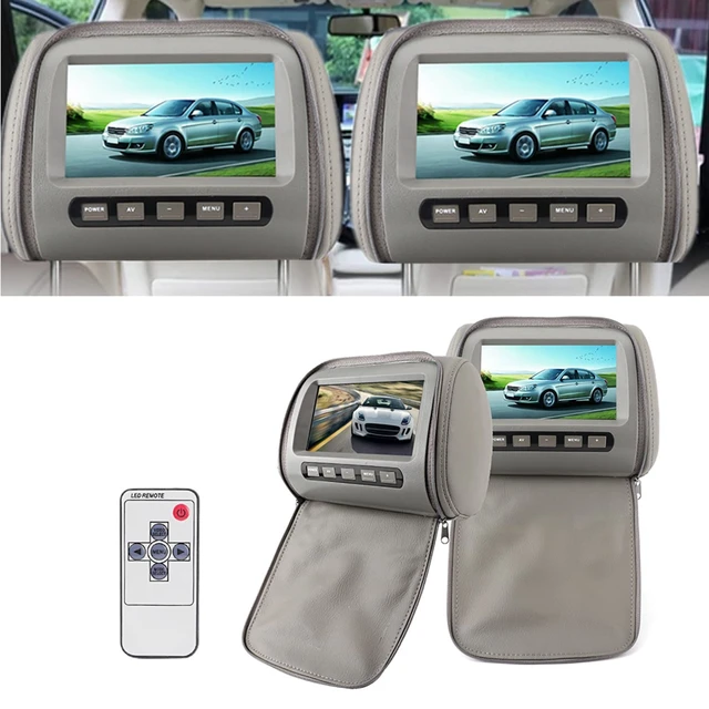 Alt view image 3 of 5 - aqxreight 2PCS 7 INCH HD CAR HEADREST LCD Display with Zipper Closure Cover Remote Control CAR HEADREST Display Gray Universal FIT for SUVS SEDANS and Trucks