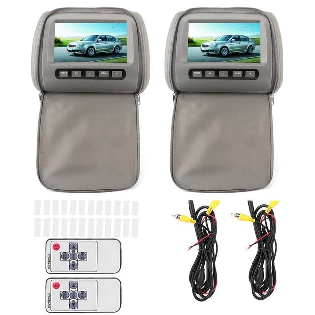 Alt view image 5 of 5 - aqxreight 2PCS 7 INCH HD CAR HEADREST LCD Display with Zipper Closure Cover Remote Control CAR HEADREST Display Gray Universal FIT for SUVS SEDANS and Trucks