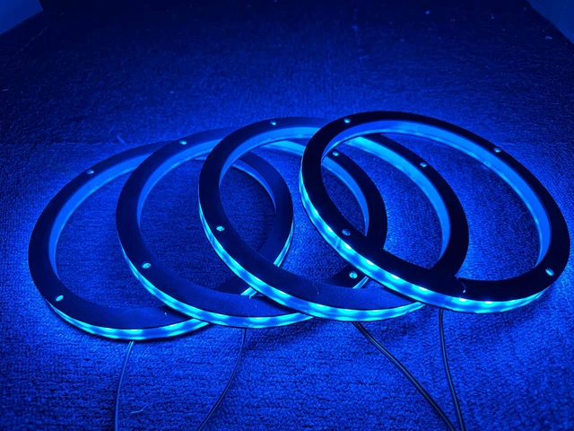 Main image of 4PCS 8" RGB Car LED Speaker Ring Lights Coaxial Speaker Lights Music Dance Decorative Light Kit Multiple Spacer Ring Light Bluetooth App/RF Remote Control