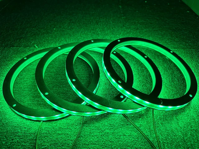 Alt view image 2 of 5 - 4PCS 8" RGB Car LED Speaker Ring Lights Coaxial Speaker Lights Music Dance Decorative Light Kit Multiple Spacer Ring Light Bluetooth App/RF Remote Control