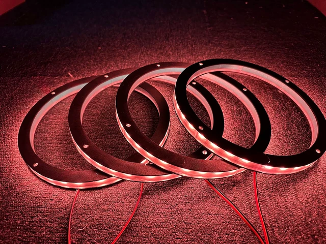 Alt view image 5 of 5 - 4PCS 8" RGB Car LED Speaker Ring Lights Coaxial Speaker Lights Music Dance Decorative Light Kit Multiple Spacer Ring Light Bluetooth App/RF Remote Control